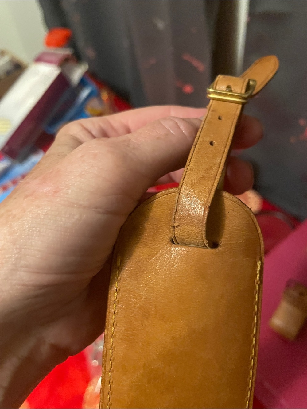 Louis Vuitton Tan Leather Luggage Tag and Strap - Picture 6 of 17